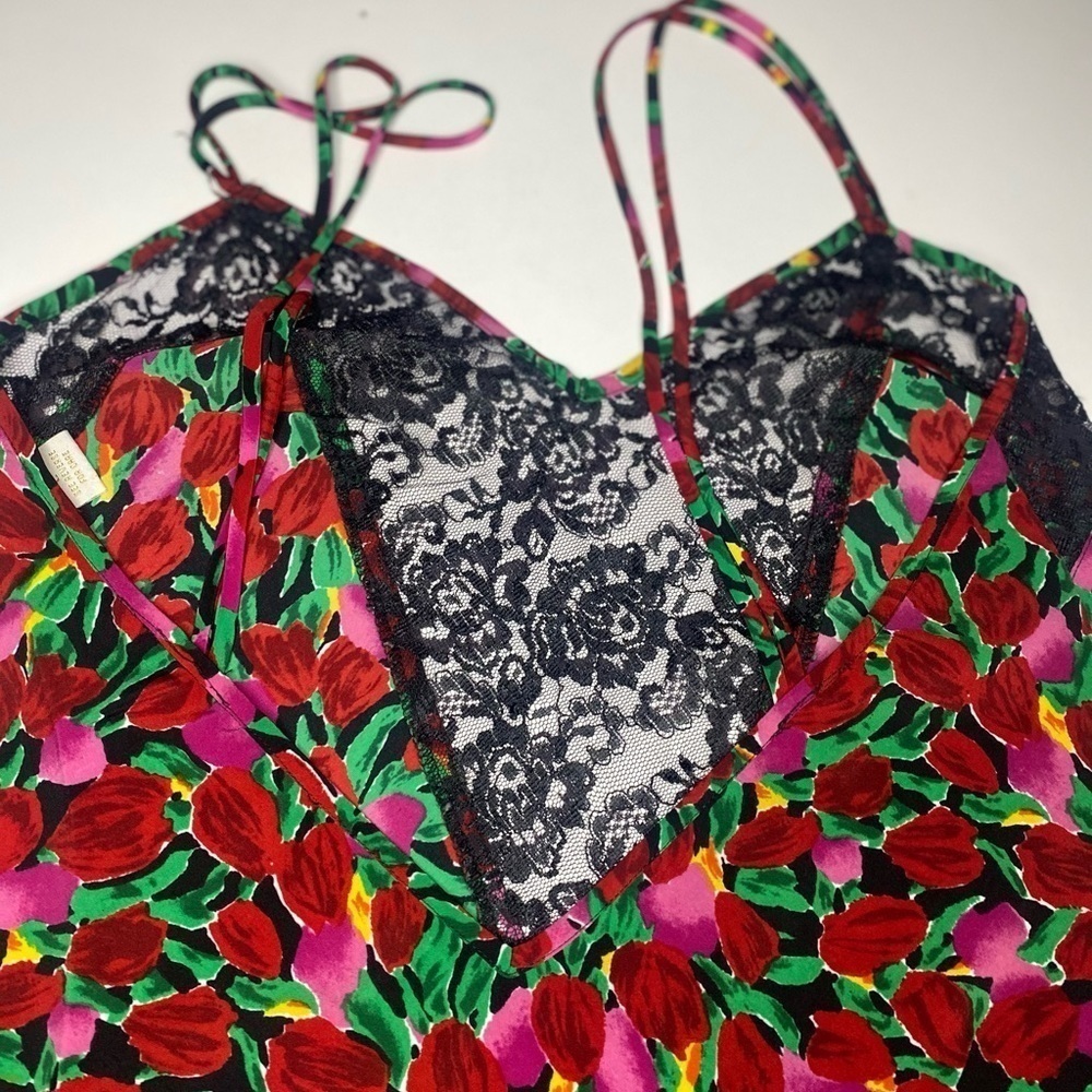 Victoria’s Secret vintage gold label floral slip with trim lace L - Picture 5 of 8